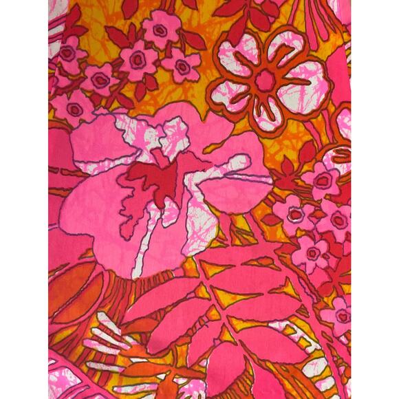 1960s Anika New York Stockholm Pinks & Oranges Floral Print Belted Dress - Picture 6 of 8